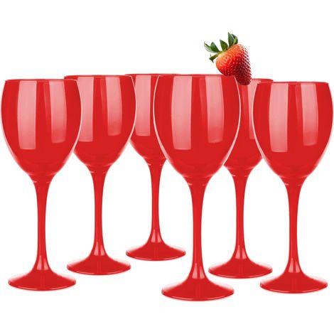 Verres À Vin Set De 6 Verres À Vin Blanc 300Ml Verre Vin Rouge Verres A Pied Ensemble Laqué Rouge (1/5)
