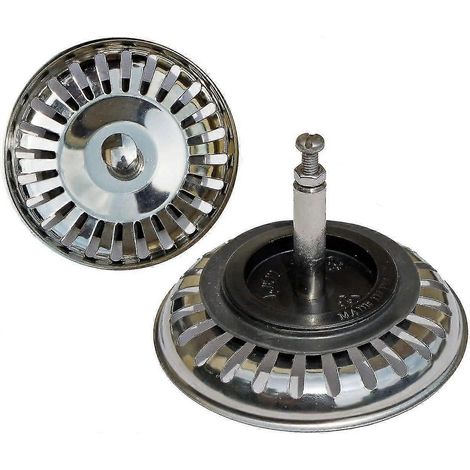 Bonde de lavabo universelle à panier - Couvercle d'accessoire de bonde de lavabo de 8 cm avec bouchon et panier filtrant pour éviers décalés