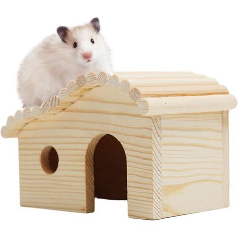 Maison en bois - HANDEIU - Niche pour cochon d'Inde - Facile à assembler - Accessoire de cage - Intérieur (1/5)