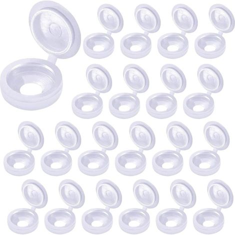 200pcs (Blanc) Capuchons de Vis à Charnière, Cache Vis Bouchon Plastique Couvercles à Vis Rabattables Cache Trou pour Décoration de Maisons, Armoires