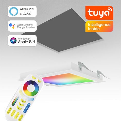 RGB+CCT LED Panel 30x30cm inkl. MiBoxer Smarthomesteuerung 18W 24V Rahmen weiß - Panelmontage: Einbaurahmen weiß (1/5)
