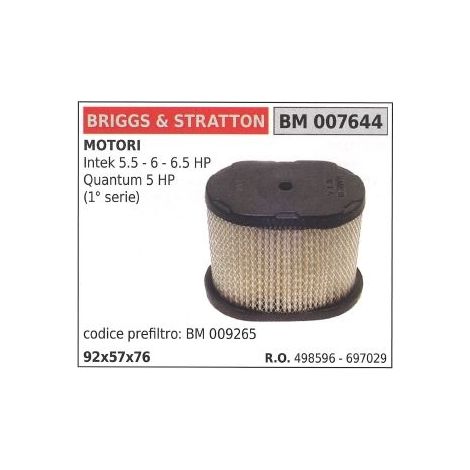 Filtro aria BRIGGS STRATTON rasaerba tagliaerba intek 5.5 6 6.5hp 498596 697029
