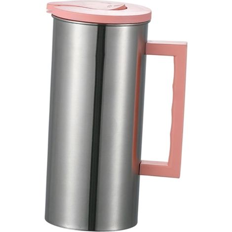 Pichet Eau Acier Inoxydable - 1 Pièce - Métal Robuste - 1,8 L - Maison Bureau Camping - Rose (1/5)