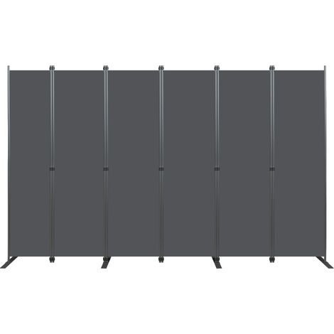Cloison de séparation grand format Paravent, 6 panneaux, 3040 x 1800 mm, paravent pour intérieur, autoportant, idéal pour bureau, chambre, salon, salle à manger, bureau - Gris (1/5)