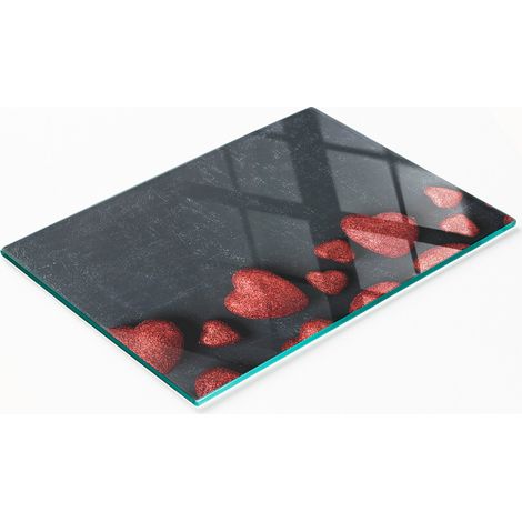 Tabla de cortar de cristal para cocina con diseño decorativo de corazón, 80x52 cm. (1/5)