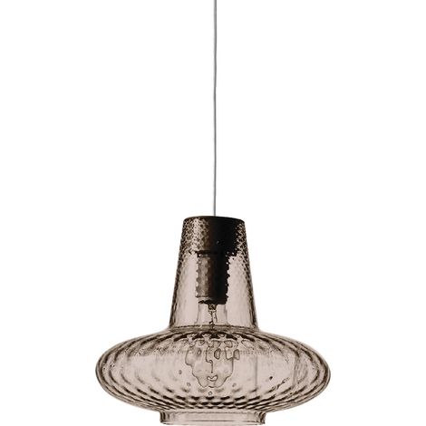 Zafferano Lampada a sospensione, vetro soffiato e metallo, ø 320x3150 mm, 1x E27 da 70 Watt, IP20, struttura grigia, vetro fumé (1/3)