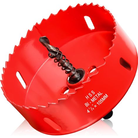 Couronne de forage de 105mm, Scie Cloche pour Bois, Foret Circulaire Bi-métal pour Placoplatre, Plastique, UPVC, Fibre de Verre (1/5)