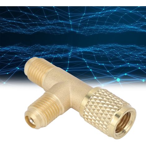 Adaptateur en T avec Valve et Noyau en Laiton 1/4 SAE pour R22 R12 R134a - Structure Robuste (1/5)
