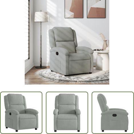 Confort - Fauteuil inclinable en velours gris clair (1/5)