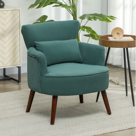 Fauteuil 69 x 69,5 x 78 cm vert foncé – dossier et accoudoirs arrondis (1/5)
