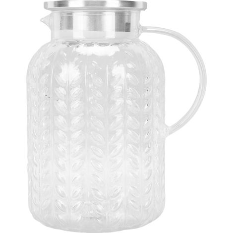 Pichet à Eau Transparent avec Couvercle et poignée, pichet à thé glacé en Acrylique résistant à la Chaleur, Motif Feuille, pour Boisson au café, 1,8 l (1/5)