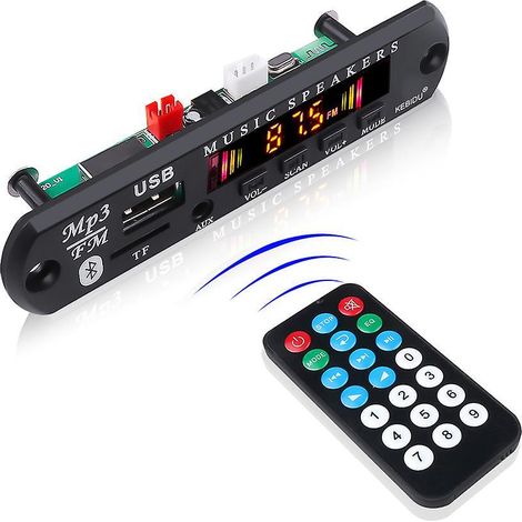 Carte de décodage MP3 et WMA avec écran couleur, Bluetooth 5.0, 9V-12V pour autoradio, module FM USB TF avec télécommande. (1/5)