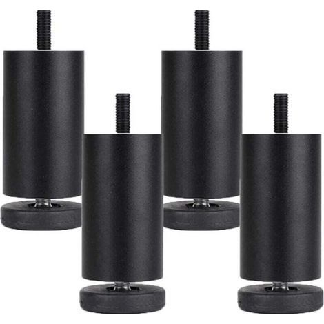 Adjustable Furniture Legs, Aluminum Alloy Furniture Legs, Round Metal Furniture Legs, for Table, Sofa, Bed, Black (10cm) (1/4)