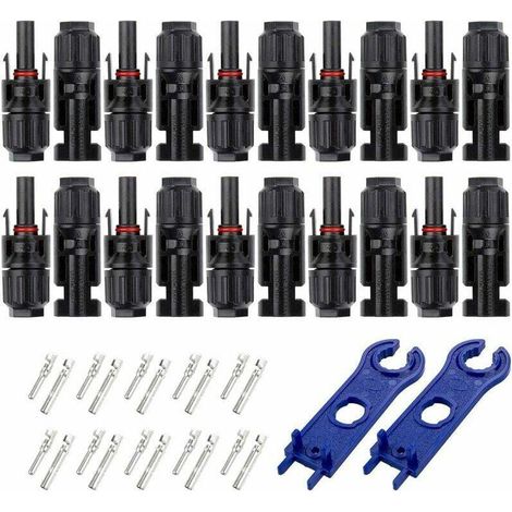 10 Paires MC4 Connecteur Mâle/Femelle pour Systèmes Photovoltaïques de Câble de Panneau Solaire,Panneaux Solaires Cable Accessoires,Imperméable (1/5)