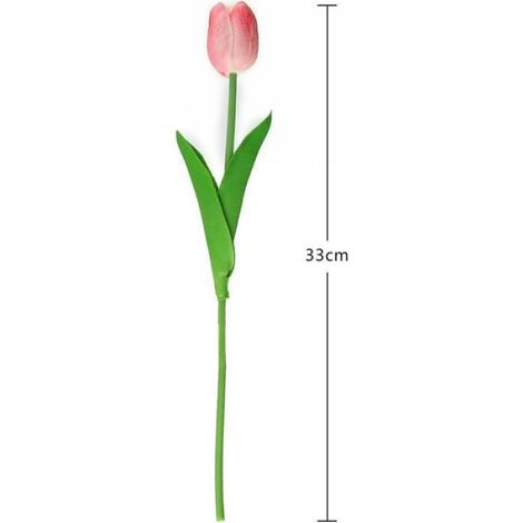 20 Tulipes artificielles, Latex PU, Tige plastique fil acier, 34 cm, Décoration maison mariage (1/4)