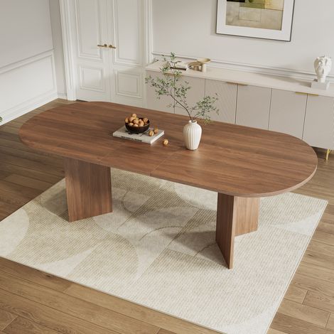 Mesa de comedor de MDF nogal, extensible 140/180 x 90 cm, 4-8 plazas (1/5)