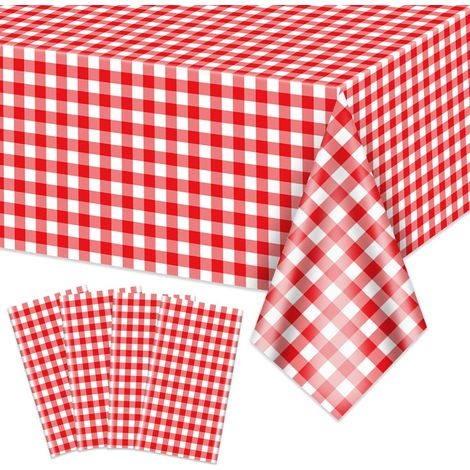 rot-weiß karierte Tischdecken (137 x 274 cm), wasserdichte, rechteckige Tischdecken für Picknicks, Geburtstage und Krabbenporridge-Partys (1/5)