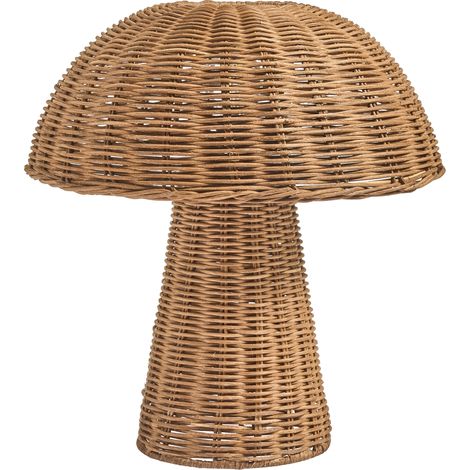 Lámpara de mesa boho con pantalla de ratán y base de mimbre para salón y dormitorio marrón Alero (1/5)