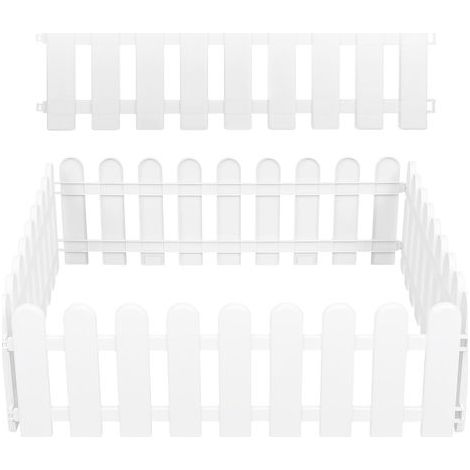 8 Stück Kunststoff Zaun Weiß Dekorativer Gartenzaun 50x16cm (1/5)