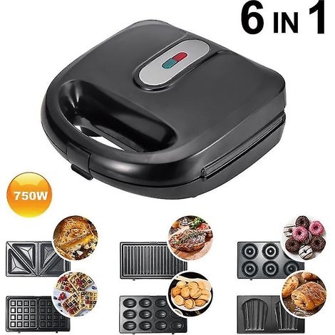 Household 6 In1 Optional Baking Pan Multifunction Electric Waffle Maker Grillwaffle Makers (1/5)