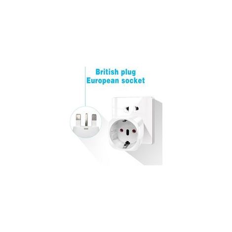 2 Pièces Adaptateur Prise Anglaise, Adaptateur de Voyage France vers UK, Adaptateur de Prise pour Irlande, Angleterre, Ecosse, Dubaï, Malte, Adaptateur Type G (Blanc) (1/3)