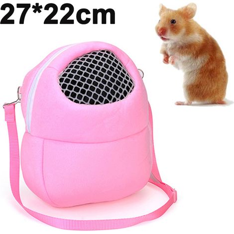 Sac De Transport Pour Animaux - En Peluche Courte - Aération Maillée - Bandoulière Réglable - Pour Hamsters Hérissons Lapins - 1 Pièce (1/5)