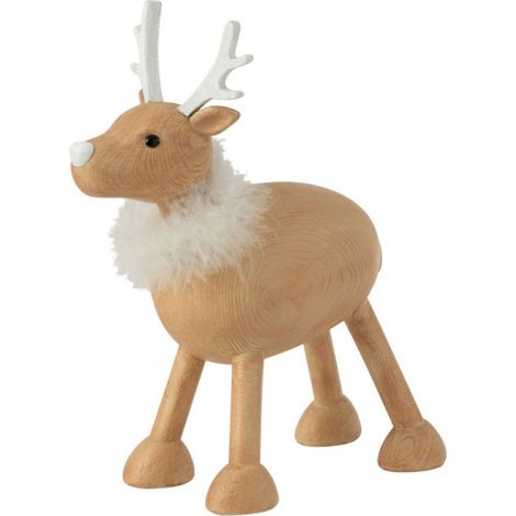 Statuette Déco Renne "Fourrure" 28cm Naturel