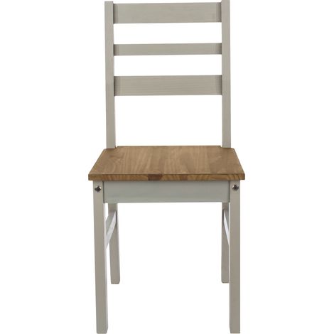 Pair Grey Dining Chairs Wooden Back Dining Kitchen Home Furniture Seating (1/2)