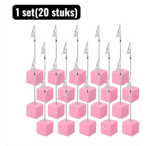 Lot de 20 porte photos et porte cartes en bois coloré avec pinces multifonctionnelles en pin pour photos messages cartes de visite et notes rose (1/5)