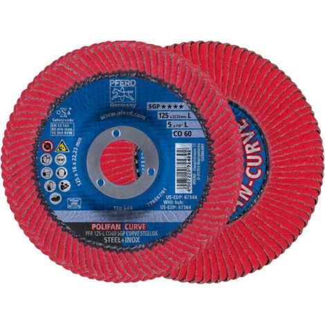 Disque à lamelles PFERD POLIFAN PFR 125-L Z40 SGP CURVE STEELOX (2) 2 pièces (1/5)