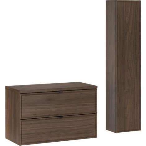 Ensemble Sous-vasque 80cm + Plateau + Colonne Salle de Bain - Caldera Foncé - Livraison gratuite