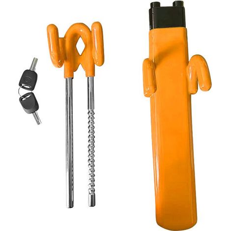 Double steering wheel lock, steering wheel lock, car steering wheel security device, anti-theft device for cars, highly visible, robust, universally compatible, length-adjustable, 2 keys (1/5)