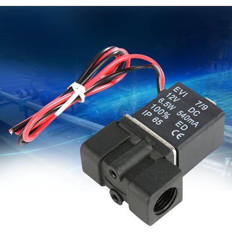 Électrovanne 2 voies en plastique, filetage NPT 1/4", normalement fermée (NF), 12 V CC (1/5)