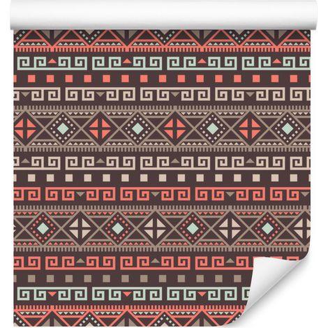 Papier peint à motif ethnique rouge et marron 50x1000 cm (1/5)