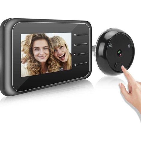 Sonnette Vidéo Numérique sans Fil, Caméra Judas avec Moniteur LCD 2,4 Pouces, Caméra œil de Chat de Surveillance électronique, Objectif HD Grand Angle 90 °, Vision Nocturne IR (1/4)