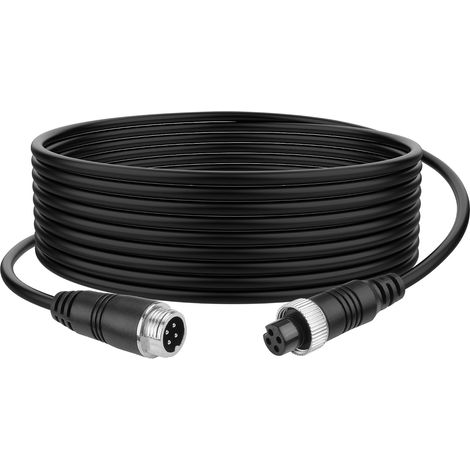 Câble d'extension d'aviation 4 broches M12 4 broches pour caméra de recul CCTV, camion, remorque, camping-car, bus, véhicule, système de moniteur de secours (5 m/16,4 FT) (1/5)