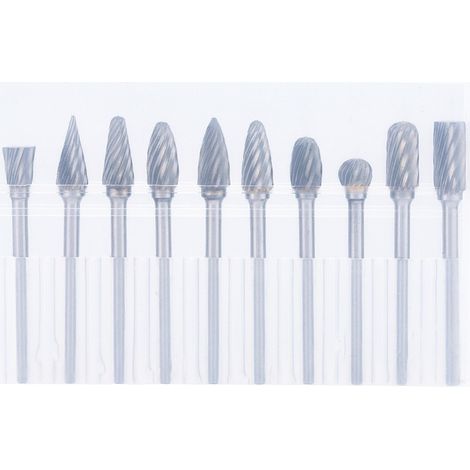Lntyq Fraises Rotatives Double Coupe de Tungstène Tige de 1/8" pour Gravure, Métal Polissage, 10Pcs (1/4)