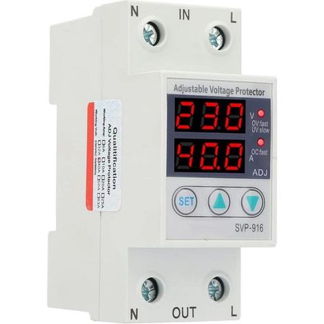 Protecteur de courant monophasé intelligent réglable, protection contre les surtensions et les sous-tensions 230 V AC (40 A) (1/4)