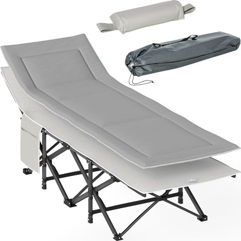 Lit de camp pliant avec matelas et sac de transport, 188 x 64,5 x 53 cm, lit d'appoint, charge maximale 150 kg, transat de camping pour adultes, lit pliant pour l'extérieur, jardin, camping, voyage, g