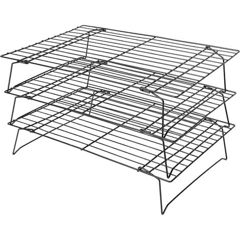 Grille de refroidissement empilable à 3 niveaux en métal pour gâteaux, biscuits et pains. Support en filet pour un refroidissement optimal et une cuisson facile. (1/5)