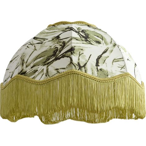QAZQA Fabric Lampshade Leaf Design with White Interior 45/15/21.5