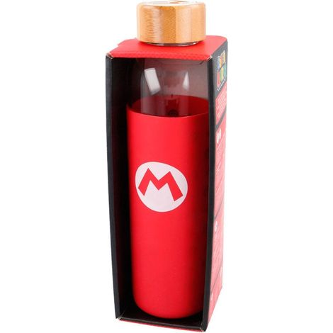 Bouteille en verre avec couvercle en silicone super mario bros capacite de 585 ml