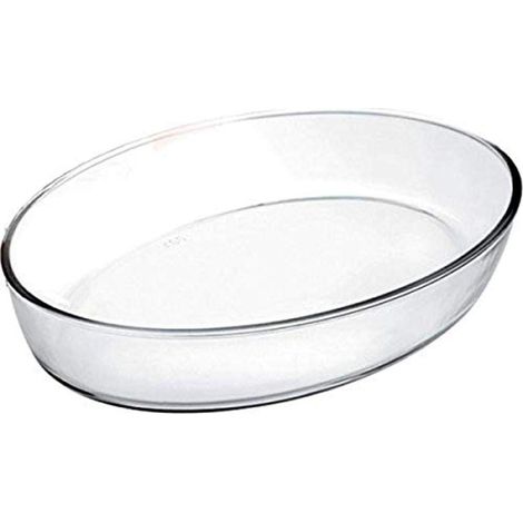 1 - Plat Ovale - Verre - Transparent - Résistant Four Micro-ondes Congélateur Lave-vaisselle - Pour Cuisine Salle à Manger - Beige - 26x18x6 cm