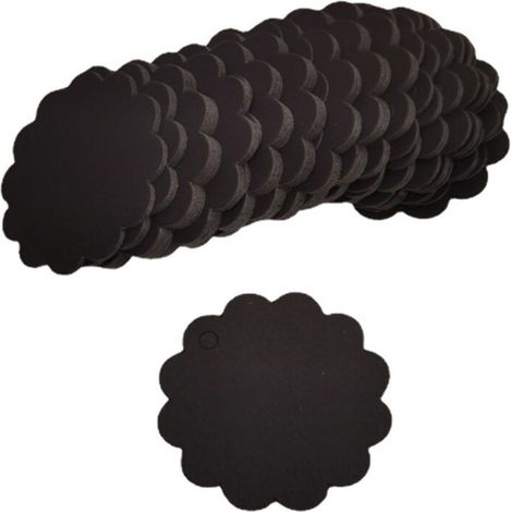 200 Black Kraft Fan Shaped Gift Tags (6cm Diameter) for Craft Packaging (1/3)