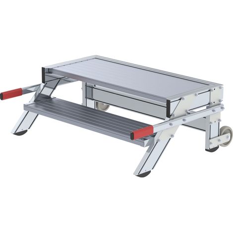 MUNK Arbeitspodest fahrbar Stahl-Gitterrost 1000mm Stufenbreite 2 Stufen (1/3)