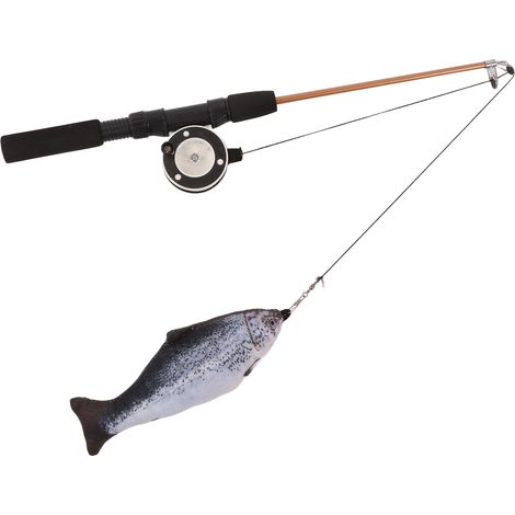 Baguette de pêche interactive rétractable pour chat avec poisson factice (canne à pêche au saumon) (1/5)