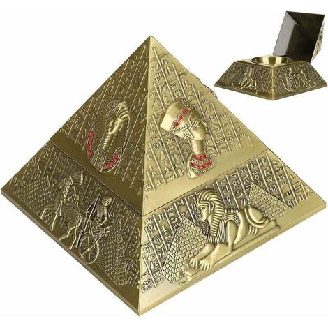 Modèle de Pyramide Egyptienne Statue en Métal, Rétro Ornements Objets de Décoration Artisanat pour Décoration/Cadeau/Collection(Bronzé) (1/4)