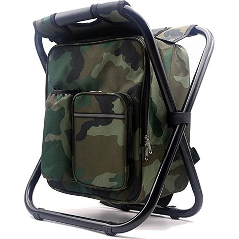 Sac à Dos Isotherme 3 en 1, Chaise de pêche Pliable, Chaise portative de Sac à Dos avec Sac Isotherme en Tissu, Chaise glacière à côtés Souples pour Événements de randonnée en Plein (1/5)