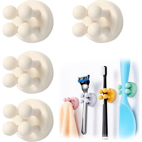 1 Support Adhésif Silicone, Crochet Mural Sans Perçage, Porte-Rasoir Brosse À Dents, Pour Salle De Bain Cuisine