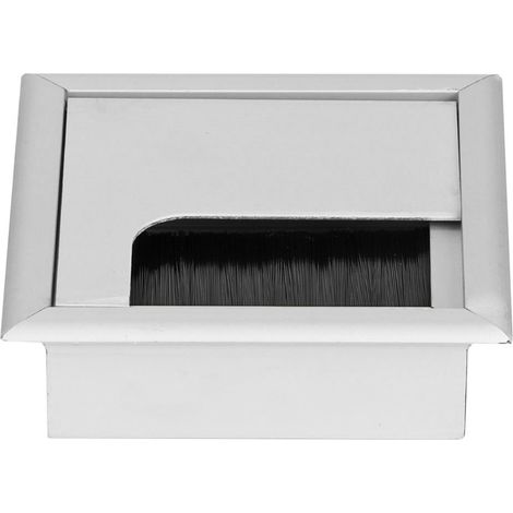 Passe-câbles aluminium carré pour bureau, insert de table avec couvercle, gestionnaire de câbles d’ordinateur, trou de sortie, finition métal. (1/5)